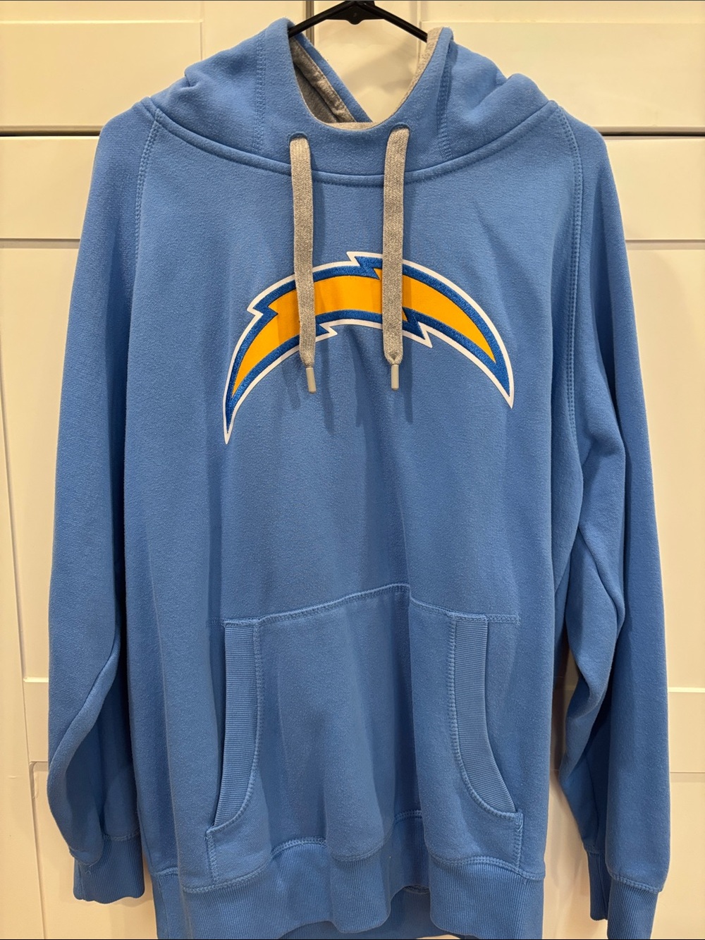 Antigua Light Blue Pullover Crewneck with Yellow Accent